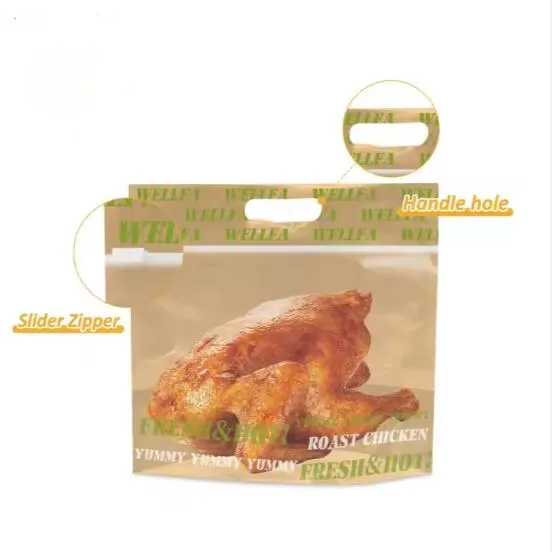 Dearadh Saincheaptha Mála Pacáistithe Rósta Laminated Plaisteacha Rotisserie Bia MICREATHONNACH Málaí Sicín Rósta Te Frith-ceo